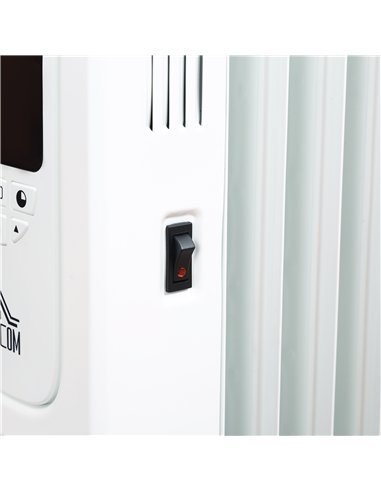 HOMCOM 1500W Digital Oil Filled Radiator, 7 Fin, Portable Electric Heater with LED Display, Built-in Timer, 3 Heat Settings, Saf