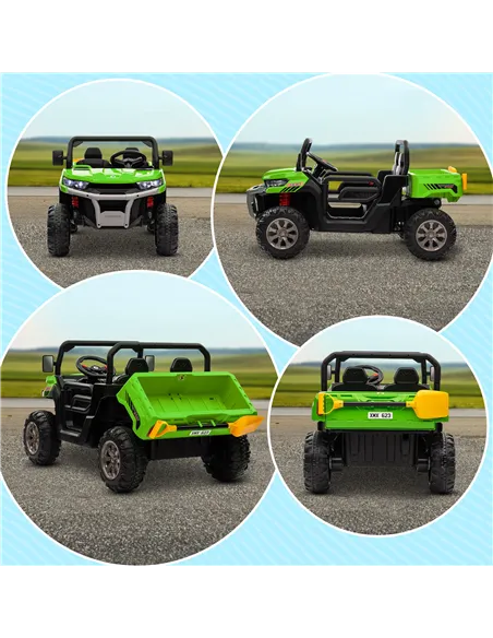 HOMCOM 12V 2 Seater Kids Electric Ride-On Car with Electric Bucket, Remote Control - Green