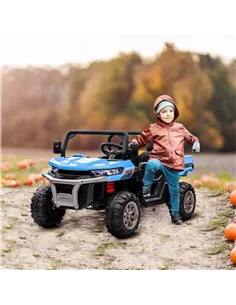 HOMCOM 12V 2 Seater Kids Electric Ride-On Car with Electric Bucket, Remote Control - Blue 2