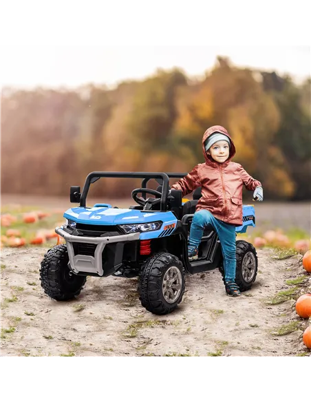 HOMCOM 12V 2 Seater Kids Electric Ride-On Car with Electric Bucket, Remote Control - Blue