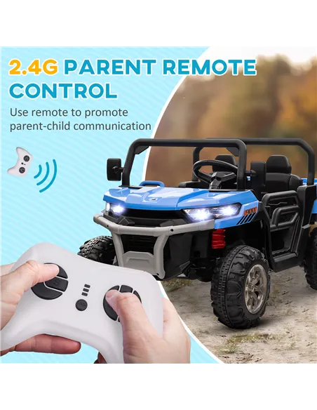 HOMCOM 12V 2 Seater Kids Electric Ride-On Car with Electric Bucket, Remote Control - Blue