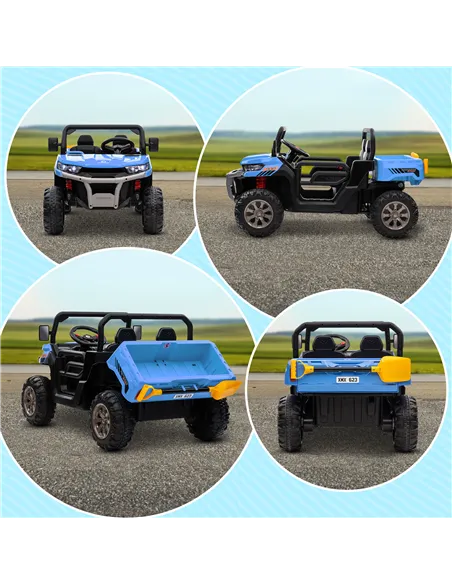 HOMCOM 12V 2 Seater Kids Electric Ride-On Car with Electric Bucket, Remote Control - Blue