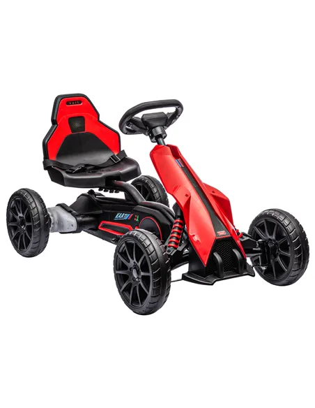 HOMCOM 12V Electric Go-Kart for Kids, Ride-On Racing Go-Kart, with Forward and Reversing Functions, for Ages 3-8 Years - Red