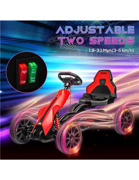 HOMCOM 12V Electric Go-Kart for Kids, Ride-On Racing Go-Kart, with Forward and Reversing Functions, for Ages 3-8 Years - Red