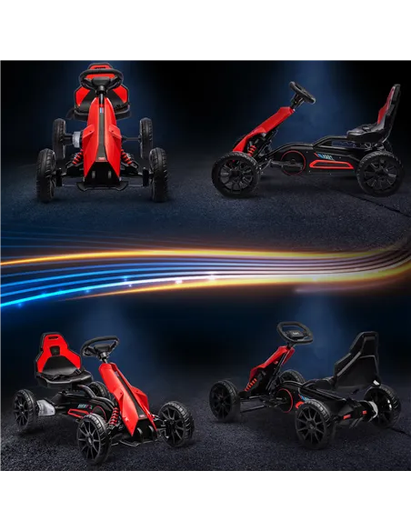 HOMCOM 12V Electric Go-Kart for Kids, Ride-On Racing Go-Kart, with Forward and Reversing Functions, for Ages 3-8 Years - Red