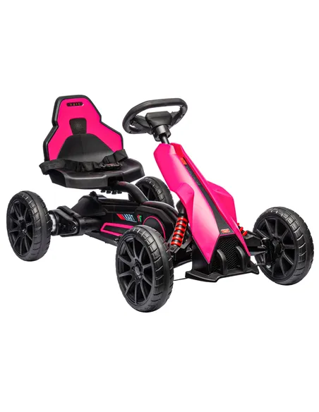 HOMCOM 12V Electric Go-Kart for Kids, Ride-On Racing Go-Kart, with Forward and Reversing Functions, for Ages 3-8 Years - Pink