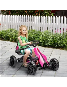 HOMCOM 12V Electric Go-Kart for Kids, Ride-On Racing Go-Kart, with Forward and Reversing Functions, for Ages 3-8 Years - Pink 2