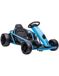 HOMCOM 24V Drift Kart, Electric Ride-On Racing Go Kart w/ 2 Speeds, Steering Wheel, Pedals for Kids Aged 8-12, Blue
