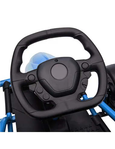 HOMCOM 24V Drift Kart, Electric Ride-On Racing Go Kart w/ 2 Speeds, Steering Wheel, Pedals for Kids Aged 8-12, Blue