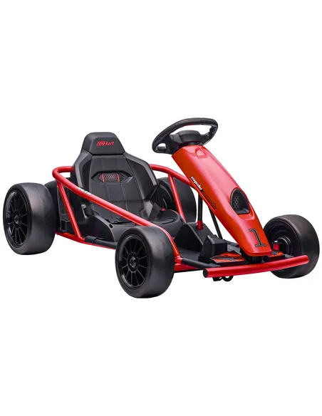 HOMCOM 24V Electric Go Kart for Kids, Drift Ride-On Racing Go Kart with 2 Speeds, for Boys Girls Aged 8-12 Years Old, Red