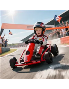 HOMCOM 24V Electric Go Kart for Kids, Drift Ride-On Racing Go Kart with 2 Speeds, for Boys Girls Aged 8-12 Years Old, Red 2