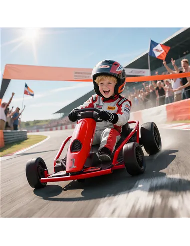 HOMCOM 24V Electric Go Kart for Kids, Drift Ride-On Racing Go Kart with 2 Speeds, for Boys Girls Aged 8-12 Years Old, Red