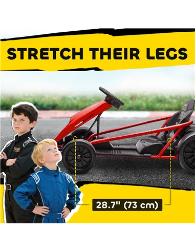 HOMCOM 24V Electric Go Kart for Kids, Drift Ride-On Racing Go Kart with 2 Speeds, for Boys Girls Aged 8-12 Years Old, Red