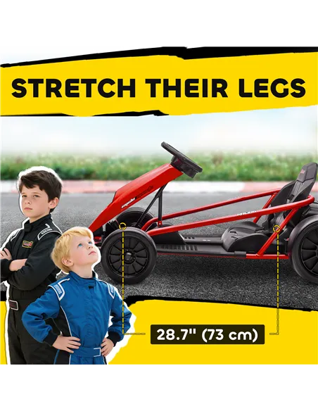 HOMCOM 24V Electric Go Kart for Kids, Drift Ride-On Racing Go Kart with 2 Speeds, for Boys Girls Aged 8-12 Years Old, Red