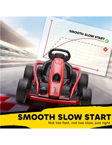 HOMCOM 24V Electric Go Kart for Kids, Drift Ride-On Racing Go Kart with 2 Speeds, for Boys Girls Aged 8-12 Years Old, Red