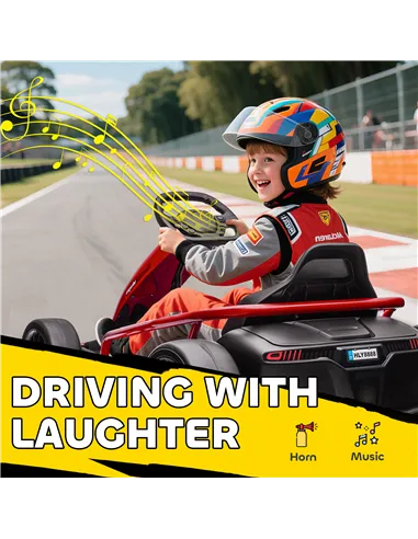 HOMCOM 24V Electric Go Kart for Kids, Drift Ride-On Racing Go Kart with 2 Speeds, for Boys Girls Aged 8-12 Years Old, Red