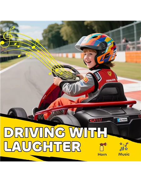 HOMCOM 24V Electric Go Kart for Kids, Drift Ride-On Racing Go Kart with 2 Speeds, for Boys Girls Aged 8-12 Years Old, Red