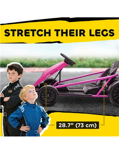 HOMCOM 24V Electric Go Kart for Kids, Drift Ride-On Racing Go Kart with 2 Speeds, for Boys Girls Aged 8-12 Years Old, Pink