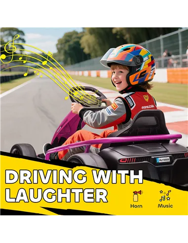 HOMCOM 24V Electric Go Kart for Kids, Drift Ride-On Racing Go Kart with 2 Speeds, for Boys Girls Aged 8-12 Years Old, Pink