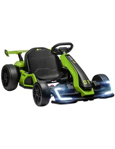 HOMCOM 24V Electric Go Kart for Kids with Adjustable Seat for 6-12 Years, Green