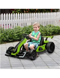 HOMCOM 24V Electric Go Kart for Kids with Adjustable Seat for 6-12 Years, Green 2