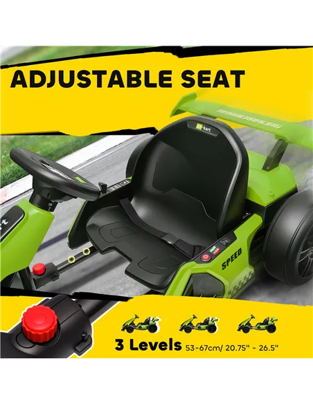 HOMCOM 24V Electric Go Kart for Kids with Adjustable Seat for 6-12 Years, Green