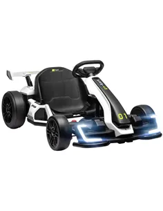 HOMCOM 24V Electric Go Kart for Kids with Adjustable Seat for 6-12 Years, White
