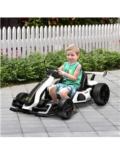 HOMCOM 24V Electric Go Kart for Kids with Adjustable Seat for 6-12 Years, White 2