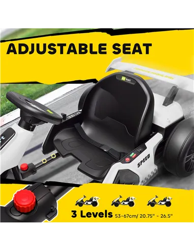 HOMCOM 24V Electric Go Kart for Kids with Adjustable Seat for 6-12 Years, White
