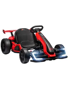 HOMCOM 24V Electric Go Kart for Kids with Adjustable Seat for 6-12 Years, Red