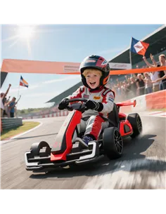 HOMCOM 24V Electric Go Kart for Kids with Adjustable Seat for 6-12 Years, Red 2
