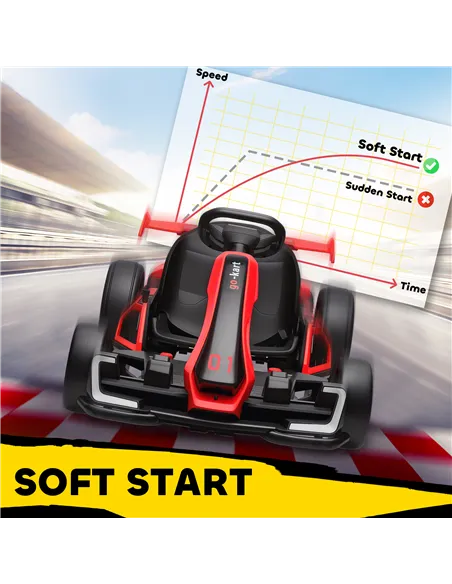 HOMCOM 24V Electric Go Kart for Kids with Adjustable Seat for 6-12 Years, Red