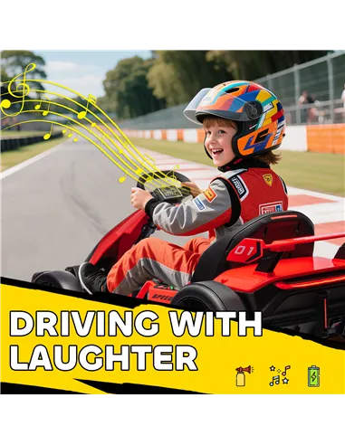 HOMCOM 24V Electric Go Kart for Kids with Adjustable Seat for 6-12 Years, Red