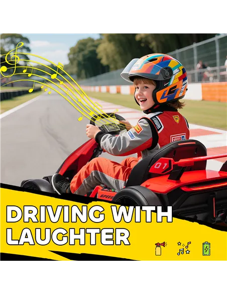 HOMCOM 24V Electric Go Kart for Kids with Adjustable Seat for 6-12 Years, Red