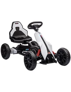 HOMCOM 12V Electric Go-Kart for Kids, Ride-On Racing Go-Kart, with Forward and Reversing Functions, for Ages 3-8 Years - White