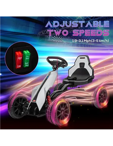 HOMCOM 12V Electric Go-Kart for Kids, Ride-On Racing Go-Kart, with Forward and Reversing Functions, for Ages 3-8 Years - White