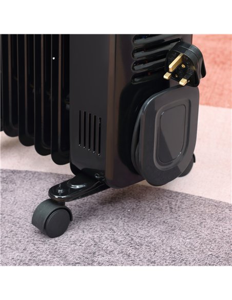 HOMCOM 1500W Digital Oil Filled Radiator, 7 Fin, Portable Electric Heater with LED Display, Built-in Timer, 3 Heat Settings, Saf