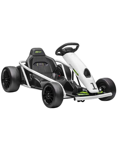 HOMCOM 24V Electric Go Kart for Kids, Drift Ride-On Racing Go Kart with 2 Speeds, for Boys Girls Aged 8-12 Years Old, White