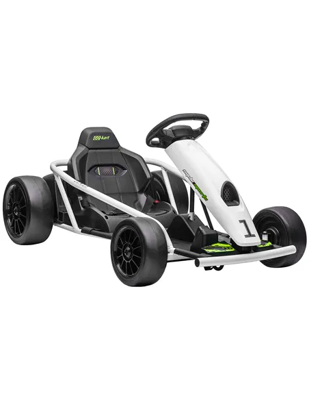 HOMCOM 24V Electric Go Kart for Kids, Drift Ride-On Racing Go Kart with 2 Speeds, for Boys Girls Aged 8-12 Years Old, White
