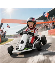 HOMCOM 24V Electric Go Kart for Kids, Drift Ride-On Racing Go Kart with 2 Speeds, for Boys Girls Aged 8-12 Years Old, White 2