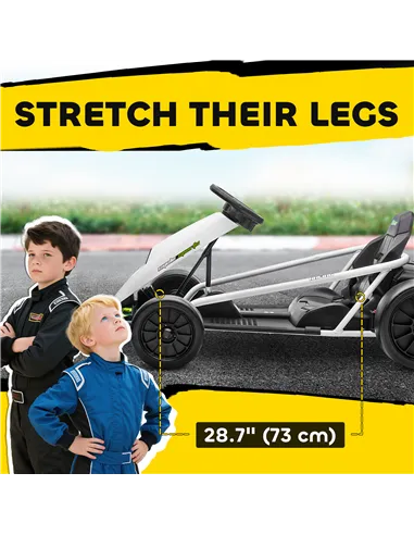 HOMCOM 24V Electric Go Kart for Kids, Drift Ride-On Racing Go Kart with 2 Speeds, for Boys Girls Aged 8-12 Years Old, White