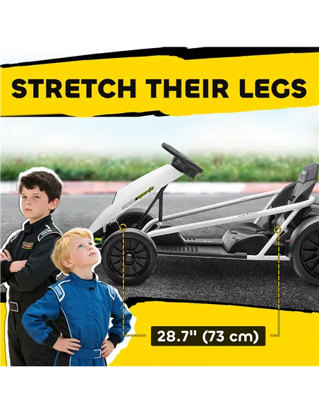 HOMCOM 24V Electric Go Kart for Kids, Drift Ride-On Racing Go Kart with 2 Speeds, for Boys Girls Aged 8-12 Years Old, White