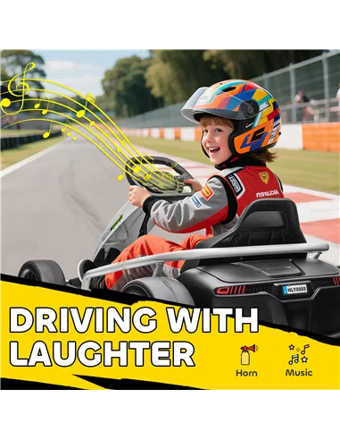 HOMCOM 24V Electric Go Kart for Kids, Drift Ride-On Racing Go Kart with 2 Speeds, for Boys Girls Aged 8-12 Years Old, White