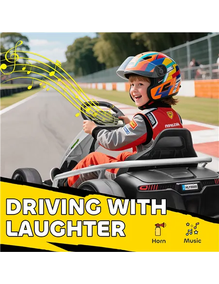 HOMCOM 24V Electric Go Kart for Kids, Drift Ride-On Racing Go Kart with 2 Speeds, for Boys Girls Aged 8-12 Years Old, White