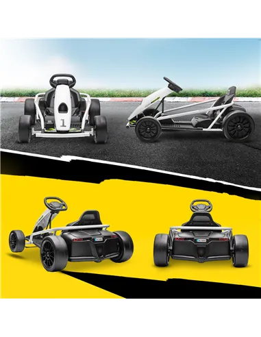 HOMCOM 24V Electric Go Kart for Kids, Drift Ride-On Racing Go Kart with 2 Speeds, for Boys Girls Aged 8-12 Years Old, White