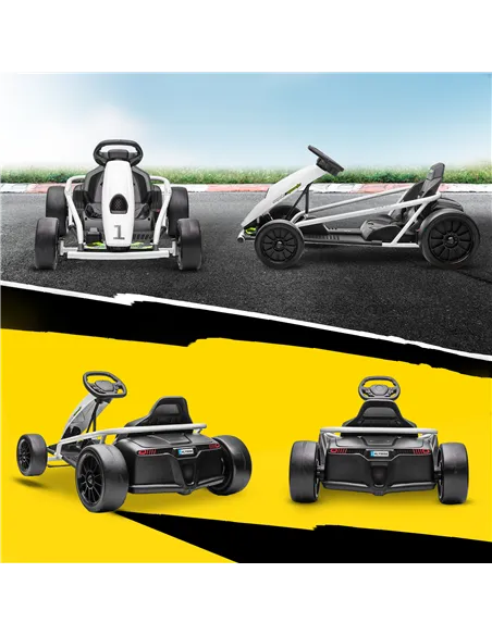 HOMCOM 24V Electric Go Kart for Kids, Drift Ride-On Racing Go Kart with 2 Speeds, for Boys Girls Aged 8-12 Years Old, White