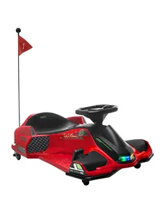 HOMCOM 12V Kids Electric Go Kart with Music, LED Lights, Slow Start, Red