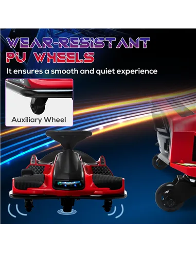 HOMCOM 12V Kids Electric Go Kart with Music, LED Lights, Slow Start, Red