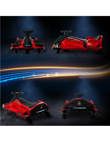 HOMCOM 12V Kids Electric Go Kart with Music, LED Lights, Slow Start, Red