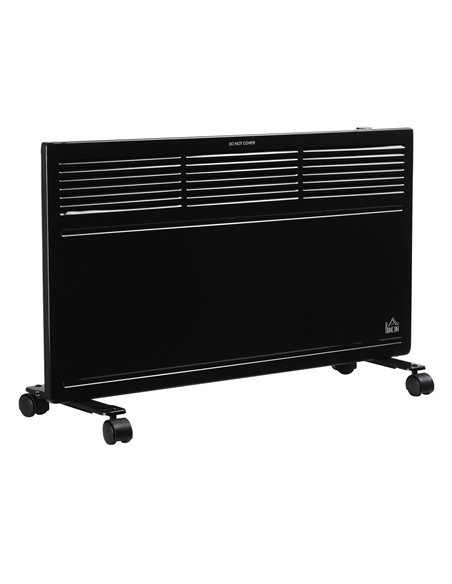 HOMCOM POWER Convector Radiator Freestanding or Wall-mounted Heating with 2 Heat Settings Safety Cut-Off, Black